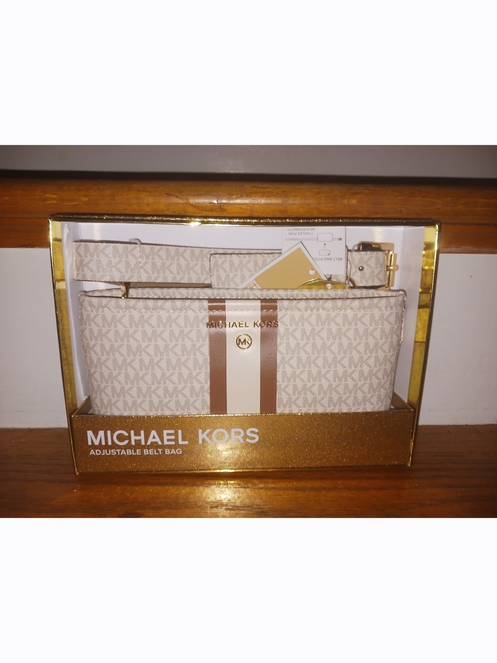 Michael Kors Beige, Brown and Cream Logo Belt Bag